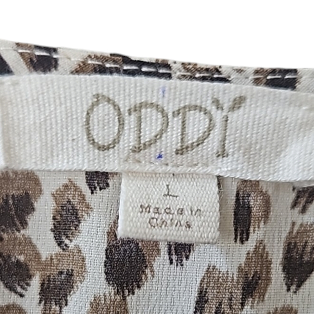 Oddi Women's Cold Shoulder Animal Print Long Sleeve Ruffles Blouse Size Large - Picture 7 of 16